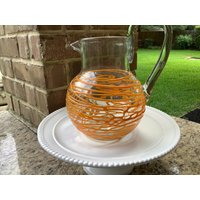 Handgemachter Orangenkrug Aus Recyceltem Glas, Orangenglaskrug, Margarita-Krug, Limonadenkrug, Vintage-Krug, Konfetti-Krug von CraftyKitchenCompany