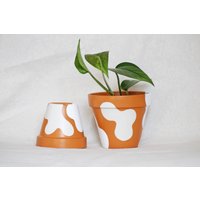 Handbemalter Blumentopf Aus Terrakotta | Orange, Creme, Weiß, Neutral Zimmerpflanze Dekor Geschenk von CraftyPlantMama