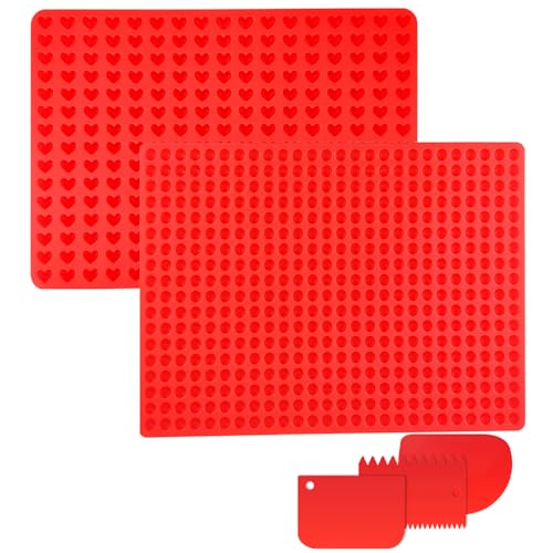 Cragmut 2 Stück Backmatte Hundekekse, 1,2cm Mini Hemisphäre & Herzform Silikon Backmatte mit 3 Teigspatel für DIY Leckerlis & Hundekekse Cragmut 2 Stück Backmatte Hundekekse, 1,2cm Mini Hemisphäre & Herzform Silikon Backmatte mit 3 Teigspatel für DIY Leckerlis & Hundekekse von Cragmut