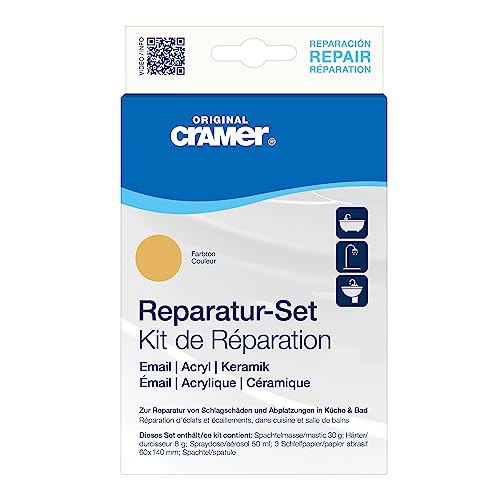 CRAMER Reparatur-Set curry 480 Emaille, Keramik, Acryl - Abplatzer an Badewannen, Duschwannen und Waschbecken zuverlässig reparieren von Cramer