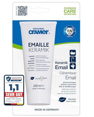 Cramer Emaille Keramik Badreiniger 100 ml (Email-Star) - säurefreier Intensivreiniger für Badewanne, Dusche, Waschbecken - besonders schonender und wirkungsvoller Spezialreiniger für Küche & Bad von Cramer