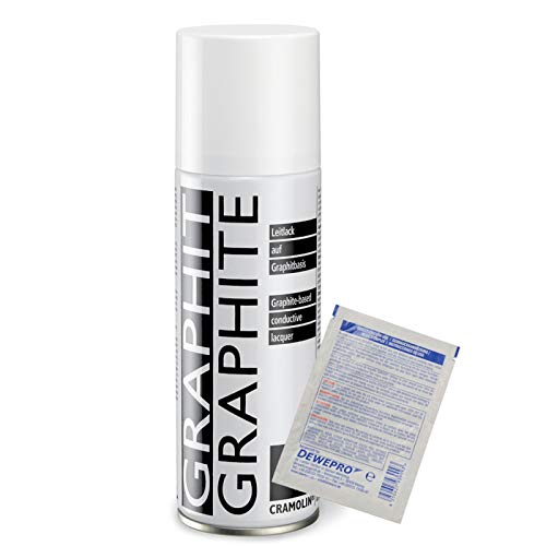 DEWEPRO GRAPHIT 200 ml Spraydose - Leitlack auf Graphitbasis - ITW Cramolin - 1281411, inkl. 1 St SingleScrubs von DEWEPRO