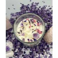 Beruhigend | Amethyst Regenbogen Fluorit Klar Quarz Citrin Kristall Infundierte Kerze Boho Dekor von CranasLight