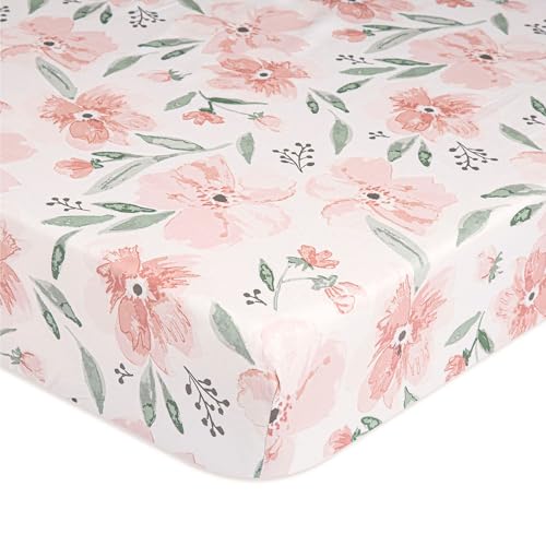 Crane Baby 100% Cotton Fitted Crib Sheet for Newborns & Infants (Size: 132 x 70 cm, 0-4 Years, Floral, Parker Collection) von Crane Baby