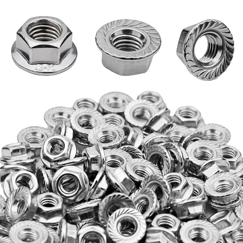 100 Stück M4–0,7 mm gezackte Flansch-Sechskantmuttern, Flanschmuttern, 304 Edelstahl, Sechskantantrieb, Vollgewinde, glatte Oberfläche, für industrielle Baubefestigungen, Heimmechanik (100, M4) von Cranviech