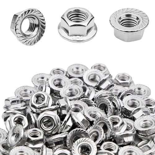100 Stück M5 gezackte Flansch-Sechskantmuttern, M5–0,8 mm Flanschmuttern, 304 Edelstahl, Sechskantantrieb, Vollgewinde, glatte Oberfläche, für industrielle Baubefestigungen, Heim-Mechanismus 100 Stück M5 gezackte Flansch-Sechskantmuttern, M5–0,8 mm Flanschmuttern, 304 Edelstahl, Sechskantantrieb, Vollgewinde, glatte Oberfläche, für industrielle Baubefestigungen, Heim-Mechanismus von Cranviech
