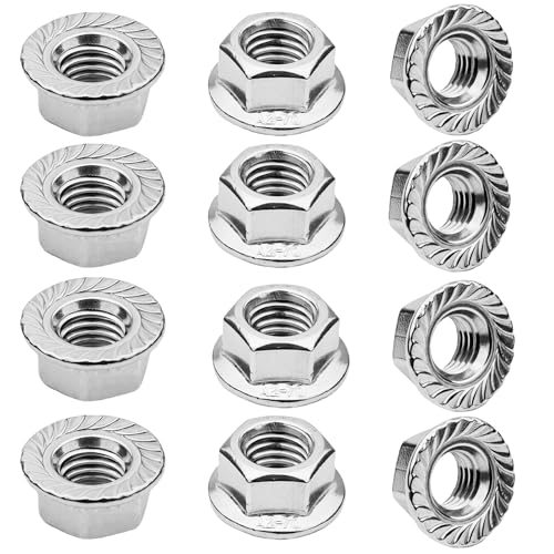 M10 Sechskantmuttern mit Wellenschliff, M10–1,5 mm Flanschmuttern, 304 Edelstahl, Sechskantantrieb, Vollgewinde, glatte Oberfläche, für industrielle Baubefestigungen, Heimmechanismus, 12 Stück von Cranviech