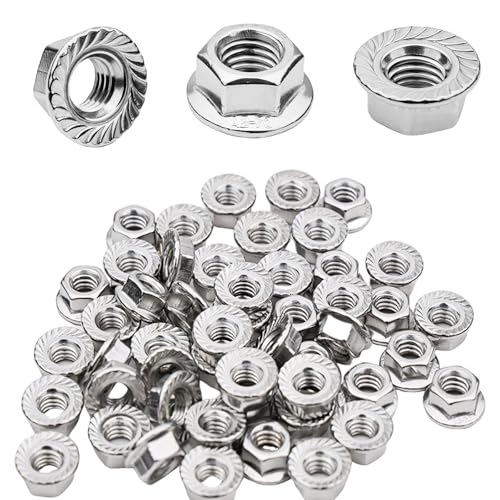 M6 Sechskantmuttern mit Wellenschliff, M6–1,0 mm Flanschmuttern, 304 Edelstahl, Sechskantantrieb, Vollgewinde, glatte Oberfläche, für industrielle Baubefestigungen, Heimmechanismus, 50 Stück M6 Sechskantmuttern mit Wellenschliff, M6–1,0 mm Flanschmuttern, 304 Edelstahl, Sechskantantrieb, Vollgewinde, glatte Oberfläche, für industrielle Baubefestigungen, Heimmechanismus, 50 Stück von Cranviech