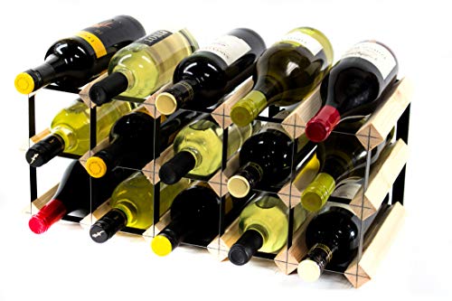 Cranville wine racks Klassische 15 Flasche Kiefernholz und schwarzem Metall Weinregal fertig montiert von Cranville wine racks