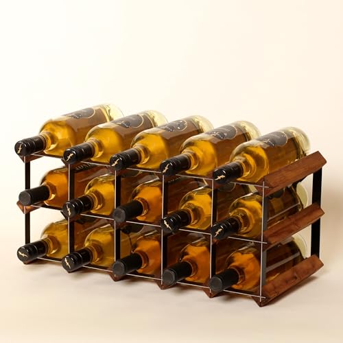 Klassisches Weinregal für 15 Flaschen, Eichenholz und schwarzes Metall, fertig montiert Klassisches Weinregal für 15 Flaschen, Eichenholz und schwarzes Metall, fertig montiert von Cranville wine racks