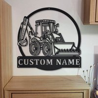 Baggerlader Lkw-Monogramm Metallschild Kunst, Benutzerdefinierte Lkw-Metallwandkunst, Baggerlader-Lkw-Wandbehang Zur Dekoration von CratifyCreations