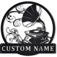 Grammophon Monogramm Metallschild Kunst, Benutzerdefinierte Name Metallschild, Metallwanddekor, Musikinstrument Wandbehang Grammophon Monogramm Metallschild Kunst, Benutzerdefinierte Name Metallschild, Metallwanddekor, Musikinstrument Wandbehang von CratifyCreations