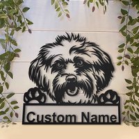 Lhasa Apso Hund Metallschild Kunst, Benutzerdefinierte Metallschild, Wandbehang Für Dekoration, Namensschild von CratifyCreations