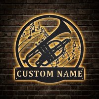 Personalisierte Cornet Metallschild Mit Led-Leuchten | Custom Blechschild Geburtstagsgeschenk Kornett Zeichen Musik-Zeichen Personalisierte Cornet Metallschild Mit Led-Leuchten | Custom Blechschild Geburtstagsgeschenk Kornett Zeichen Musik-Zeichen von CratifyCreations