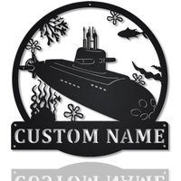 U-Boot-Monogramm-Metallschild-Kunst, Benutzerdefiniertes U-Boot-Metallschild, U-Boot-Wandbehang, Marine-U-Boot-Metall-Wand-Dekor von CratifyCreations