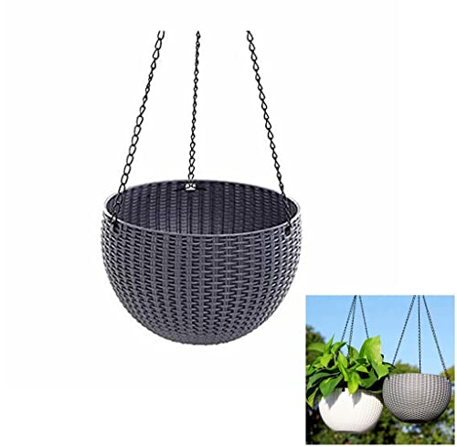 Cratone Körbe Blumenampel Strick Halterung Set Haken Hängeampeln Hängepflanztopf Rattan Design Für Zuhause Balkon Hof Garten Grau von Cratone