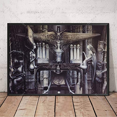 Poster Ölgemälde Hot Hr Giger Li Ii Klassisches Horror-Kunstwerk Retro-Druck Wandkunst Leinwand Bild Wohnzimmer Wohnzimmer Dekor 50 × 70 cm Kein Rahmen von Cravd