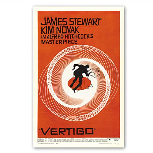 Vintage Poster, Movie Vertigo Wall Poster, Retro Film Canvas Painting Fabric Art Printing,James Stewart Kim Novak Posters 50×70Cm No Frame von Cravd