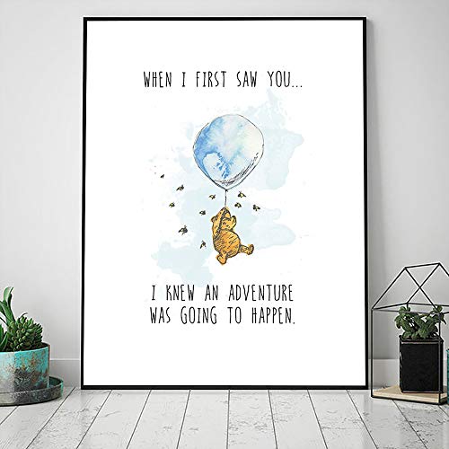 Winnie The Pooh Aquarell Poster Druck Kinderzimmer Dekoration Cartoon Art Decor Wohnkultur Wandkunst Leinwand Gemälde 50×70Cm No Frame von Cravd