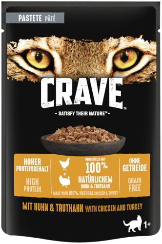 Crave Adult Katzennassfutter Pastete mit Huhn & Truthahn, 24 Portionsbeutel, 24x85g – Premium Katzenfutter nass, Proteinreich und ohne Getreide Crave Adult Katzennassfutter Pastete mit Huhn & Truthahn, 24 Portionsbeutel, 24x85g – Premium Katzenfutter nass, Proteinreich und ohne Getreide von CRAVE