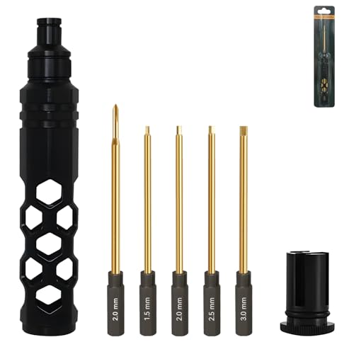 Craznick Sechskant Schraubendreher RC Werkzeug - Innensechskant Schraubenzieher 1.0/2.0/2.5/3.0mm+2.0mm Kreuzschraubendreher 5 in 1 Handwerkzeug für Axial SCX24 Modellbau Auto Boot Quadcopter Schwarz Craznick Sechskant Schraubendreher RC Werkzeug - Innensechskant Schraubenzieher 1.0/2.0/2.5/3.0mm+2.0mm Kreuzschraubendreher 5 in 1 Handwerkzeug für Axial SCX24 Modellbau Auto Boot Quadcopter Schwarz von Craznick