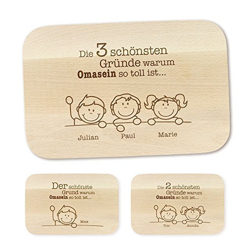 Casa Vivente Frühstücksbrettchen mit Gravur Gute Gründe, Personalisiert mit Namen, Brettchen aus Ahornholz, Brotbrett aus hellem Holz, Geschenkideen für Oma, Geburtstagsgeschenk von Casa Vivente