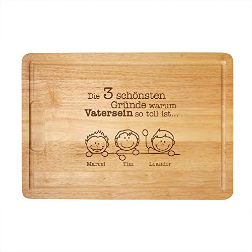 Casa Vivente Schneidebrett mit Gravur, Die schönsten Gründe Vater zu Sein, Personalisiert mit Namen der Kinder, Geschenke für Väter, Vatertagsgeschenk, Geschenke für Männer von Casa Vivente