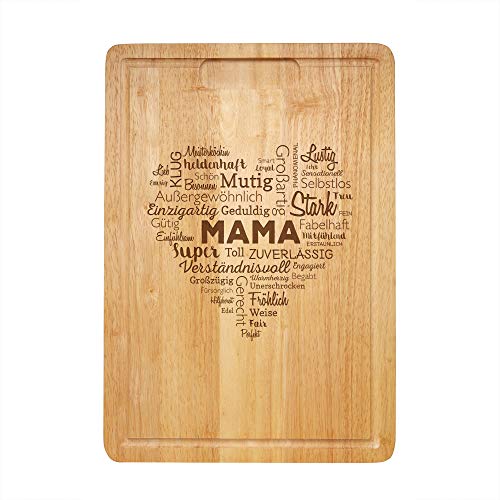 Casa Vivente Schneidebrett mit Gravur, Wortherz für Mama, Holzbrett mit Saftrille, Küchenutensilien, Muttertagsgeschenk Casa Vivente Schneidebrett mit Gravur, Wortherz für Mama, Holzbrett mit Saftrille, Küchenutensilien, Muttertagsgeschenk von Casa Vivente