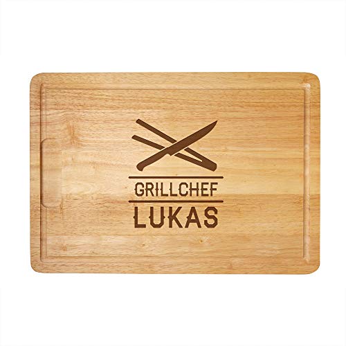 Casa Vivente Schneidebrett aus hochwertigem Holz mit persönlicher Gravur für echte Grillmeister, als Küchenbrett, Holzbrett, Schneidebrett, Brotzeitbrett, tolle Geschenkidee mit eigenen Namen von Casa Vivente