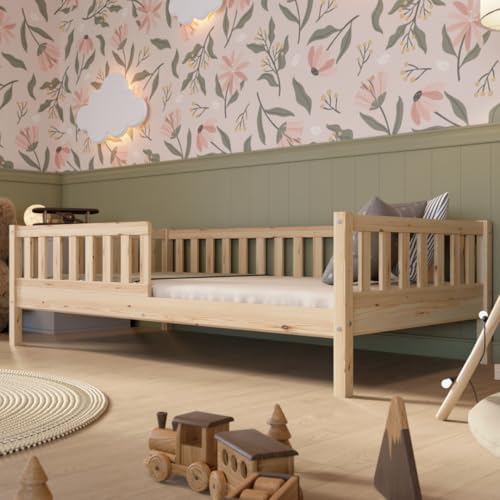 Crazy Pine Kinderbett 120x200 cm – Hohes Montessori Bodenbett aus Holz mit Rausfallschutz – Sicheres Kleinkindbett – Skandinavisches Design, Leichte Montage - Crazy Basic Crazy Pine Kinderbett 120x200 cm – Hohes Montessori Bodenbett aus Holz mit Rausfallschutz – Sicheres Kleinkindbett – Skandinavisches Design, Leichte Montage - Crazy Basic von Crazy Pine
