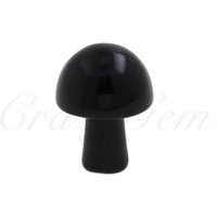 Schwarzer Obsidian Edelstein Pilz Charm, Mini Heilkristall Home Dekoration 16x21mm von CrazyGem