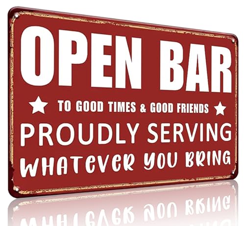 Open Bar Sign To Good Friends & Good Times Blechschild, 20,3 x 30,5 cm, Rot Open Bar Sign To Good Friends & Good Times Blechschild, 20,3 x 30,5 cm, Rot von CrazySign