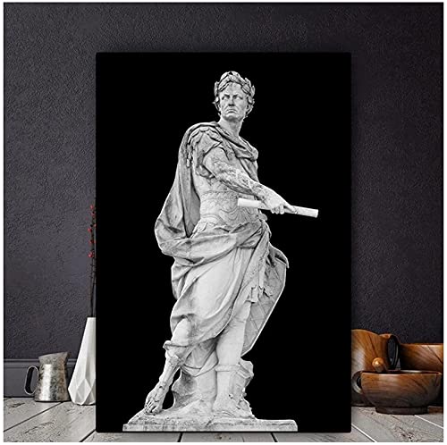 Crazystore Poster Kunstwerk 40x60 cm Rahmenlos Schwarzweiß Römischer Kaiser Julius Skulptur Caesar Statue Poster Wandkunst Bild Wohnzimmerdekoration von Crazystore