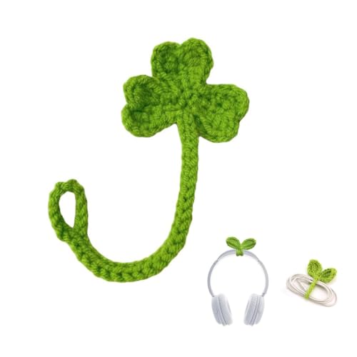 Crochet Leaf Sprout, Lucky Handmade Knitted Sprout Headphone Accessories, Leaf Headset Attachment, Multi-Functional Cute Cable Tie Crochet Knitting Plant Bookmark Gift for Book Lovers von Crazyview