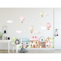 Häuser Wandaufkleber/Wolken Mädchenzimmer Kinderzimmer Wanddekoration Wandkunst Häuser Wandaufkleber/Wolken Mädchenzimmer Kinderzimmer Wanddekoration Wandkunst von Cre8wall