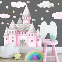 Schloss-Wandaufkleber/Wolken Sterne Wandaufkleber Mädchenzimmer Kinderzimmer Wanddekoration Wandkunst von Cre8wall