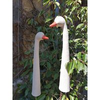 Gänsehälse 2 Stck. - Gartenkeramik Dekoration Garten | Höhe 54cm/58cm| Breite 13cm Breit von CreAktivKERAMIK