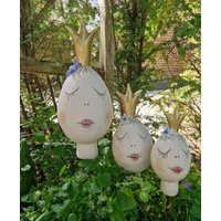 Keramik Königin Kopf- Set | 3stck - Gartendeko Dekoration Garten von CreAktivKERAMIK