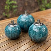 Öllampe 3Er-Set Outdoor-Lampe Keramik-Lampe Gartendeko Licht von CreAktivKERAMIK