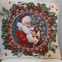 Cremefarbener Jacquard-Gobelin-Kissenbezug Mit Weihnachtsmann-Medaillon 45 X cm. Trendy Interior Design - Dekokissen Cremefarbener Jacquard-Gobelin-Kissenbezug Mit Weihnachtsmann-Medaillon 45 X cm. Trendy Interior Design - Dekokissen von CreAlineFrance