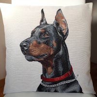 Dobermann-Jacquard-Kissenbezug Mit Gobelin-Motiv, 45 X cm. Trendiges Innendekorations-Dekokissen - Einweihungsfeier Geburtstag Dobermann-Jacquard-Kissenbezug Mit Gobelin-Motiv, 45 X cm. Trendiges Innendekorations-Dekokissen - Einweihungsfeier Geburtstag von CreAlineFrance