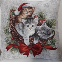 Jacquard-Gobelin-Kissenbezug Mit 3 Weihnachtskätzchen, 45 X cm. Trendige Innendekoration - Dekokissen Weihnachtsdekoration Weihnachtsgeschenk Jacquard-Gobelin-Kissenbezug Mit 3 Weihnachtskätzchen, 45 X cm. Trendige Innendekoration - Dekokissen Weihnachtsdekoration Weihnachtsgeschenk von CreAlineFrance