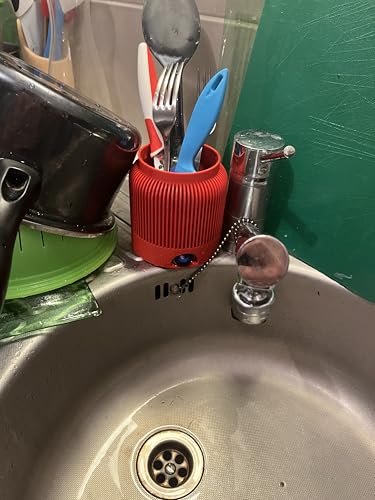 Créa-TH 3D Bedrucktes Besteck-Abtropfgestell - Rotes Design Topf mit integrierter Drainage - funktionales Küchenzubehör von Créa-TH