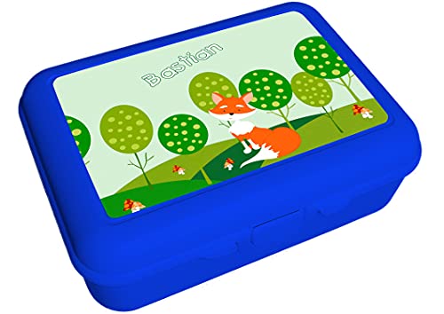 CreaDesign, Kinder Brotdose, Lunchbox, Vesperbox blau mit Fächern Einsatz, ideal für Kita, Kindergarten und Schule, Fuchs, 13,9 x 19 x 7 cm, Volumen 1 Liter von CreaDesign