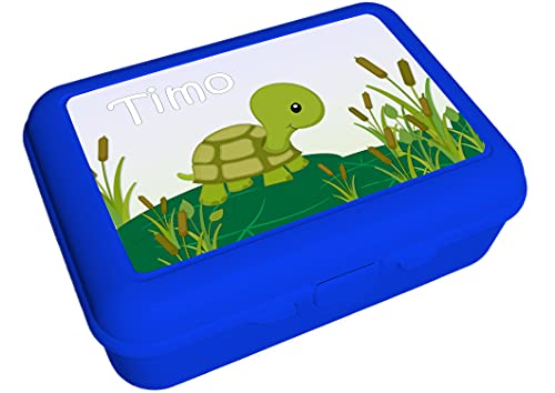 CreaDesign, Kinder Brotdose, Lunchbox, Vesperbox blau mit Fächern Einsatz, ideal für Kita, Kindergarten und Schule, Schildkröte, 13,9 x 19 x 7 cm, Volumen 1 Liter von CreaDesign