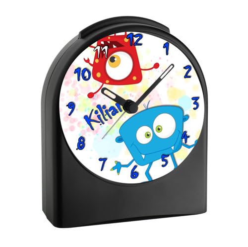 CreaDesign, WU-50-1027, Monster, analog Kinderwecker schwarz, Funkwecker ohne Ticken, mit Licht, personalisiert mit Namen, 9,6 x 5,5 x 11,9 cm, 104 g CreaDesign, WU-50-1027, Monster, analog Kinderwecker schwarz, Funkwecker ohne Ticken, mit Licht, personalisiert mit Namen, 9,6 x 5,5 x 11,9 cm, 104 g von CreaDesign