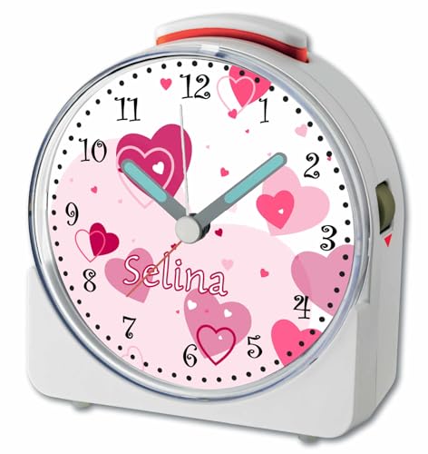 CreaDesign, WU-71-1123-02, Herz Rosa, analog Kinderwecker weiß, Funkwecker mit Sweep-Uhrwerk und fluoreszierenden Zeiger und Licht, personlisiert mit Namen, 10,2 x 4,6 x 11 cm CreaDesign, WU-71-1123-02, Herz Rosa, analog Kinderwecker weiß, Funkwecker mit Sweep-Uhrwerk und fluoreszierenden Zeiger und Licht, personlisiert mit Namen, 10,2 x 4,6 x 11 cm von CreaDesign