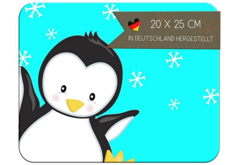 CreaDesign Frühstücksbrett Kinder Pinguin Türkis Brettchen, Kunststoff, 20x25 cm, Kunststoff, (1-St) von CreaDesign