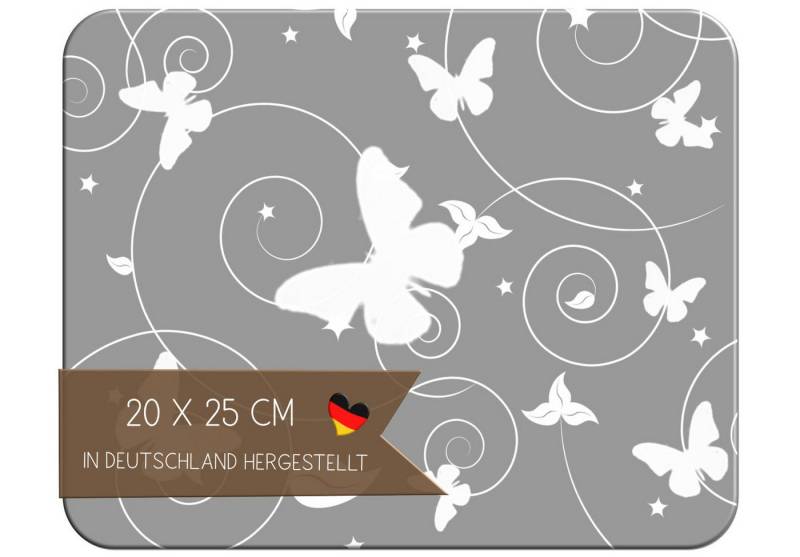 CreaDesign Frühstücksbrett Kinder Schmetterling Grau Brettchen, Kunststoff, 20x25 cm, Kunststoff, (1-St) von CreaDesign