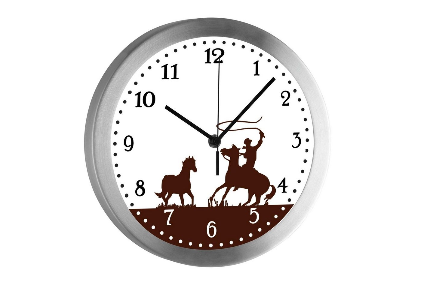 CreaDesign Funkwanduhr Funkuhr, Kinder Wanduhr, Kinderuhr, Kinderzimmer Cowboy Pferd braun (geräuscharmes Uhrwerk) von CreaDesign